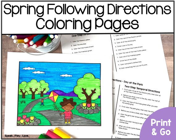 Printable spring following directions coloring pages speech therapy download coloring sheets for kids occupational therapy ot activity