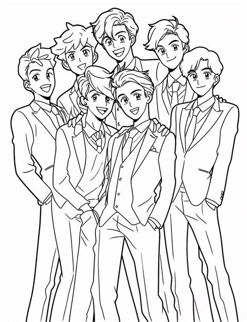 Premium ai image a group of young men in suits and ties standing together generative ai