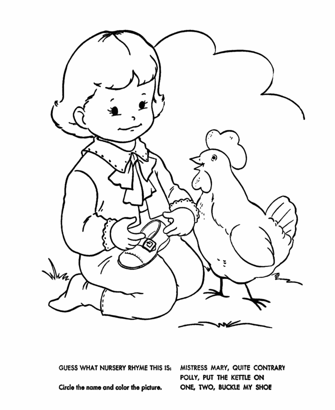 Nursery rhymes quiz coloring page sheets
