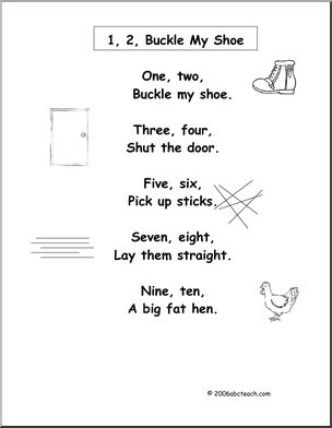 Nursery rhymes one two buckle my shoe preschool primary