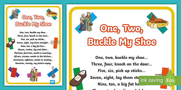 One two buckle my shoe nursery rhyme poster teacher