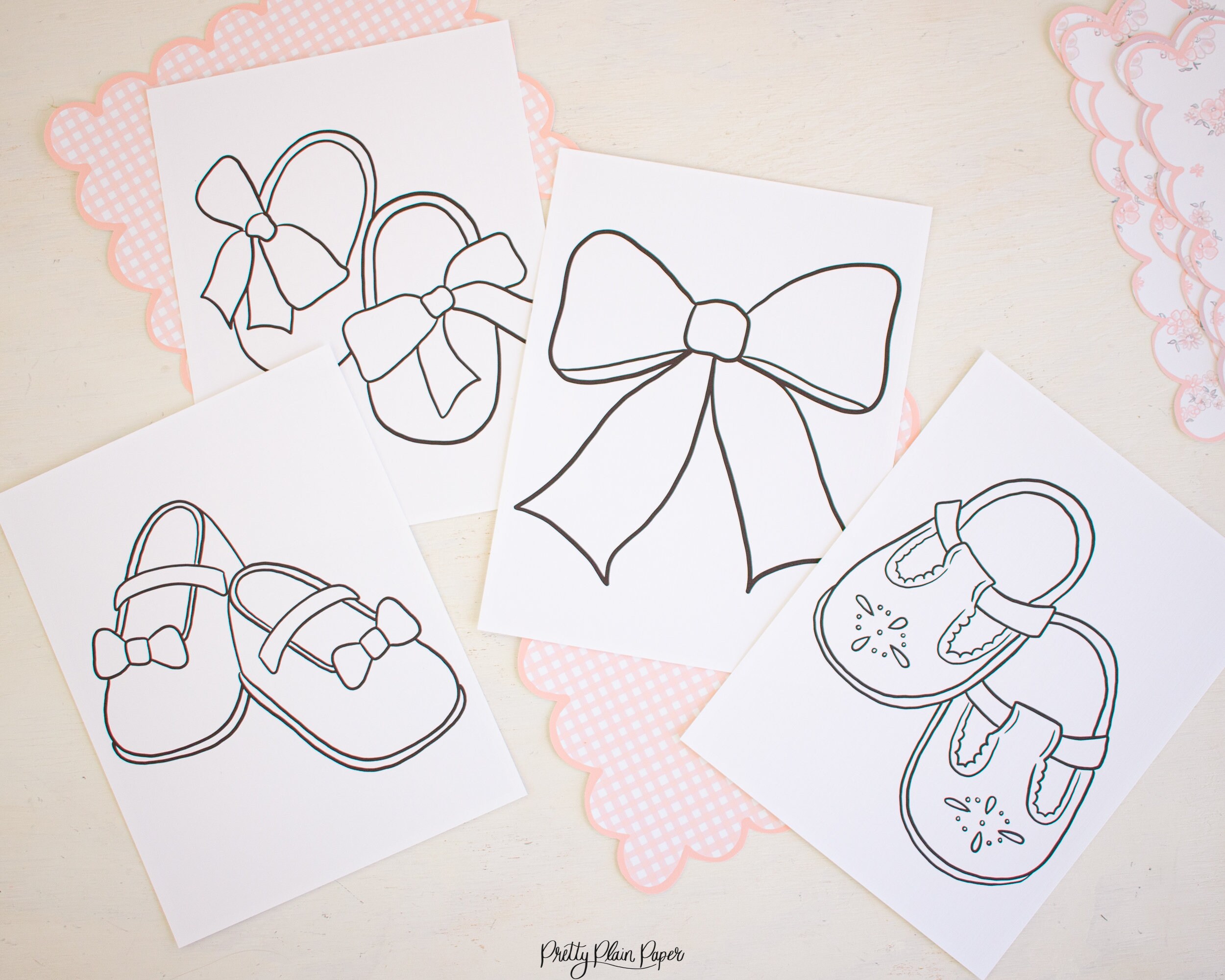 One two buckle my shoe coloring pages printable download shoe theme birthday bow birthday party or baby shower mary jane