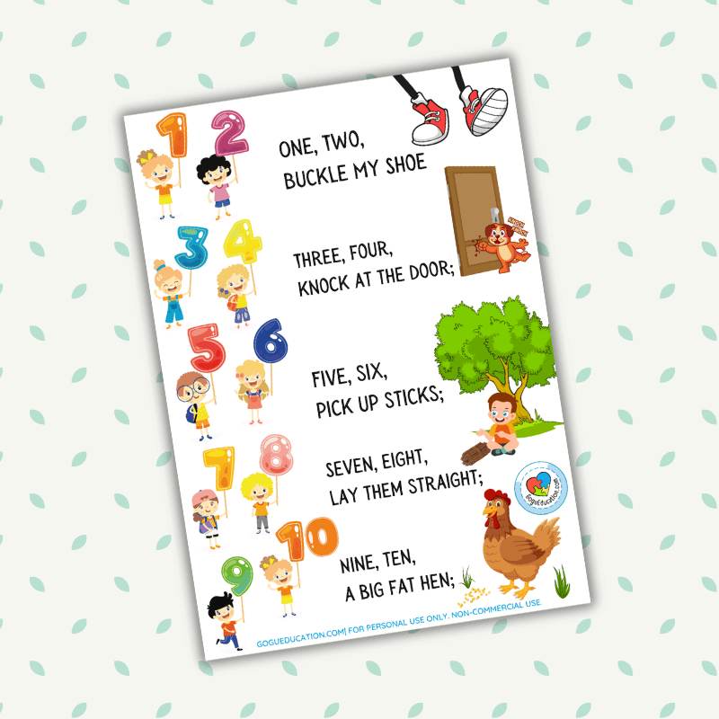 English nursery rhyme buckle my shoe â gogu education
