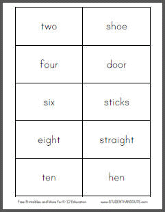 One two buckle my shoe free printables student handouts