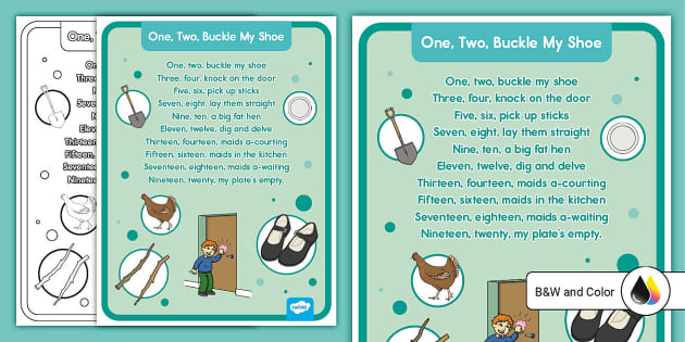 One two buckle my shoe printable poster usa
