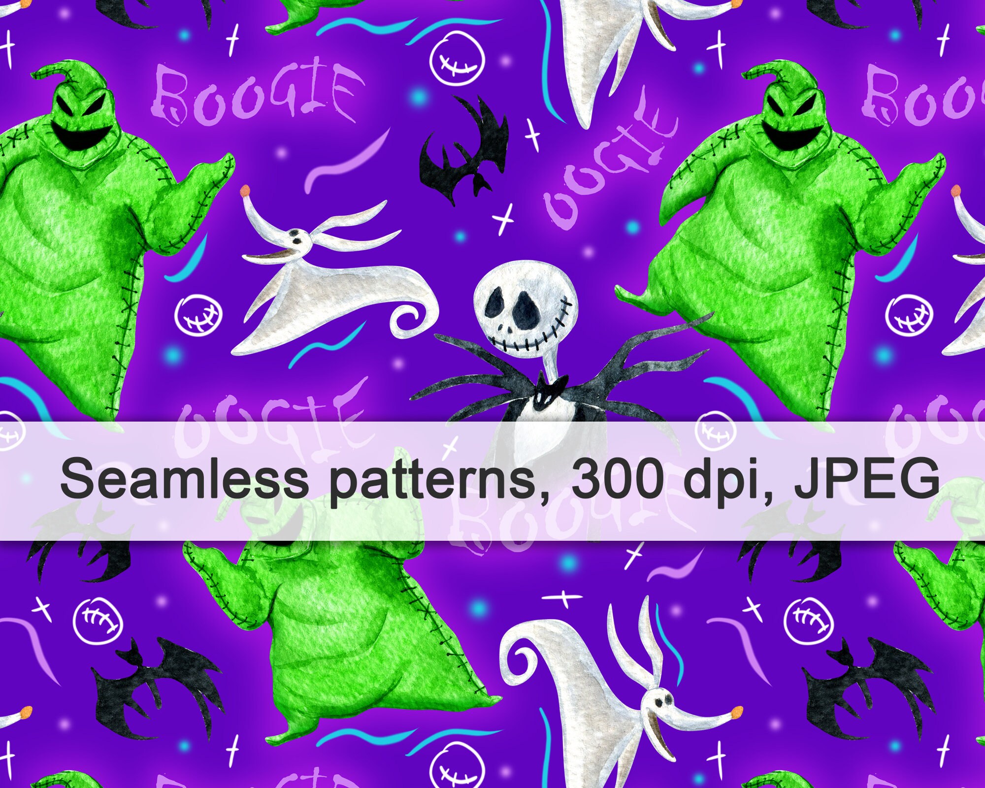 Oogie boogie nightmare before christmas halloween monsters magic kingdom printable shirt digital sublimation seamless pattern instant download