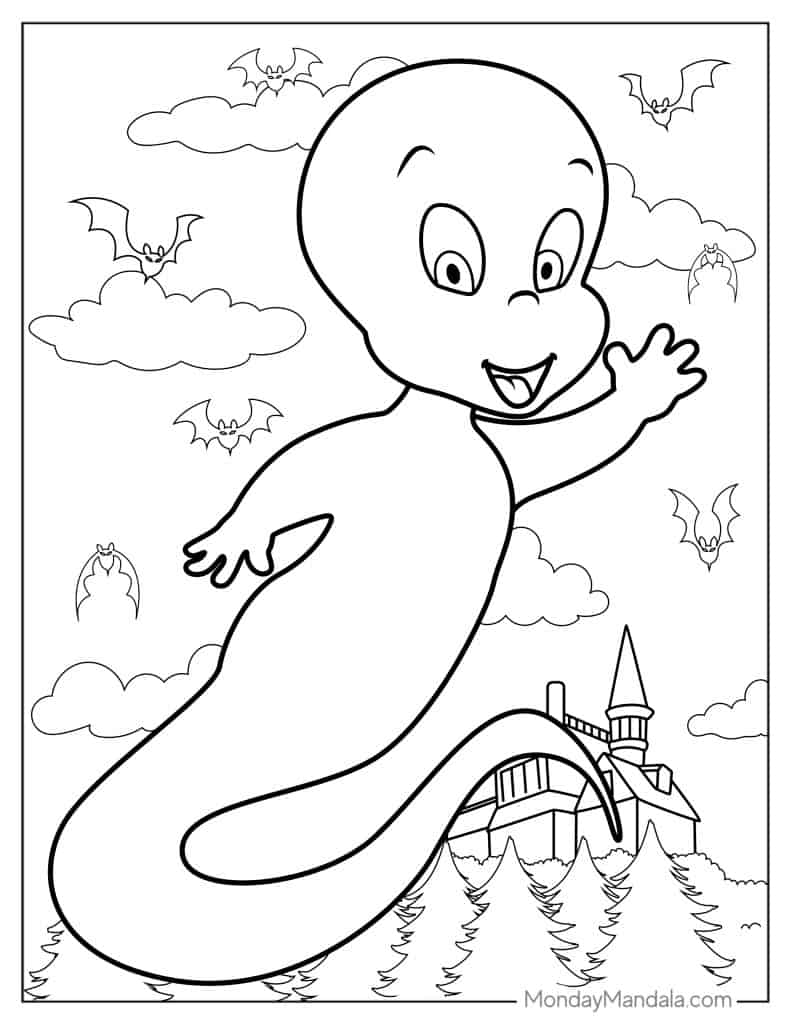 Ghost coloring pages free pdf printables
