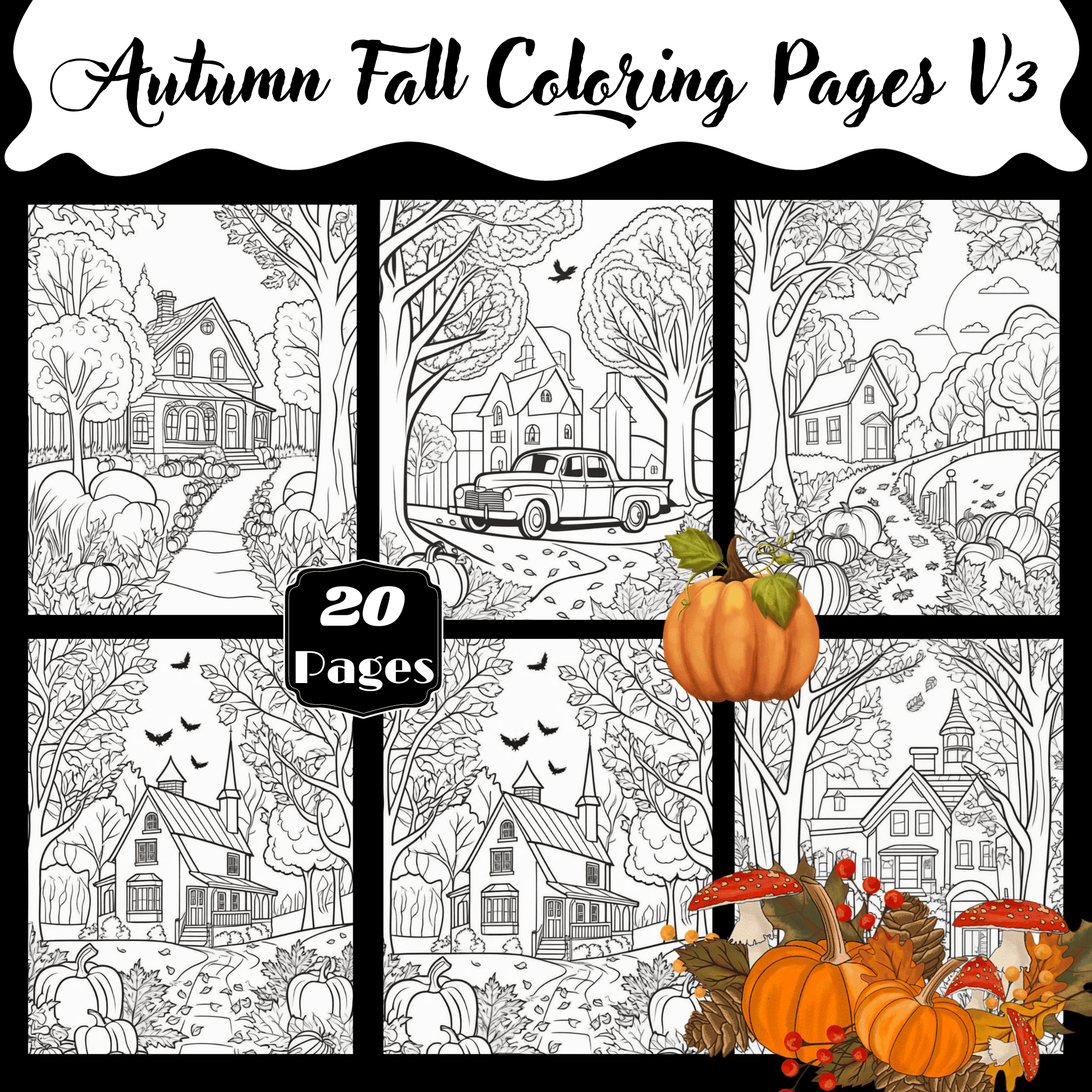 Autumn fall coloring pages