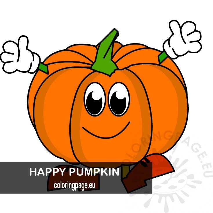 Happy orange pumpkin printable coloring page