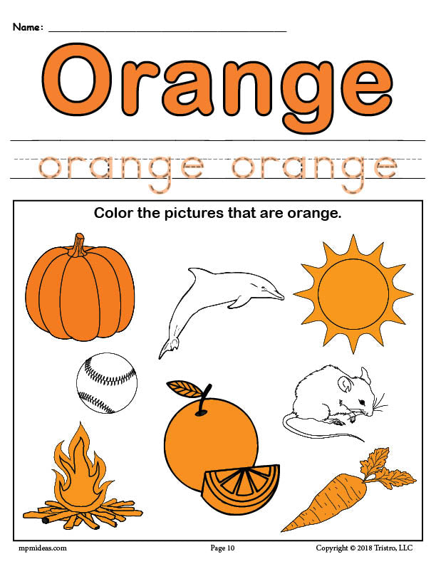 Color orange worksheet â