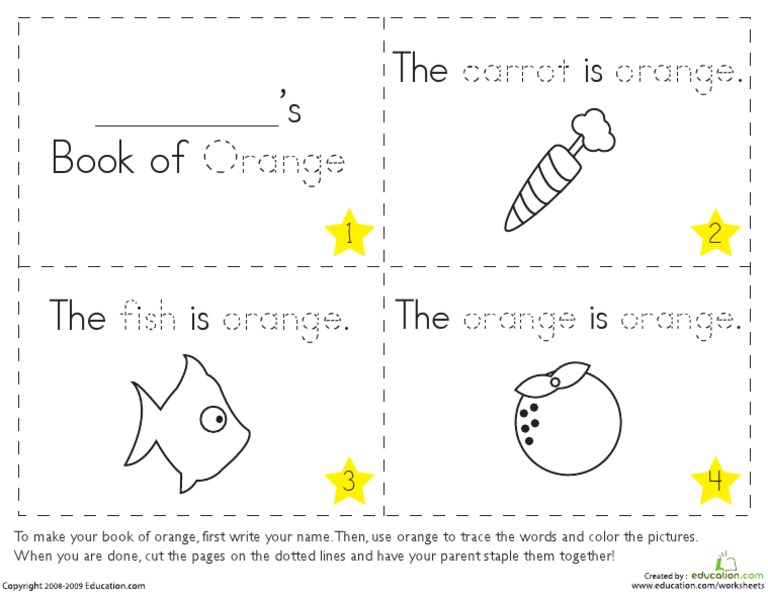 Colors book of orange preschool kindergarten pdf