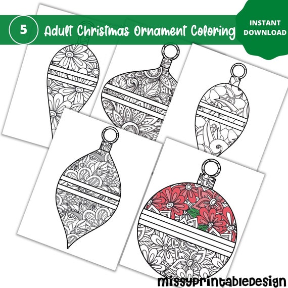 Christmas ornament coloring pages for adults printable adult