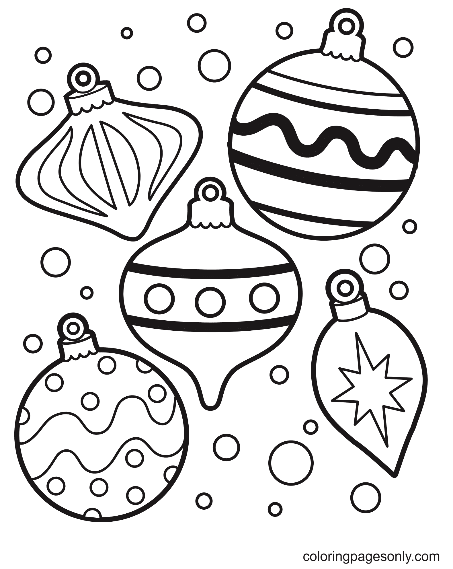 Christmas ornaments coloring pages printable for free download