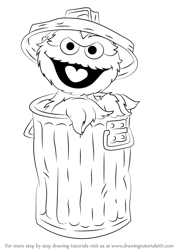 Step by step how to draw oscar the guch fm sesame street drawingtutorials monster coloring pages sesame street coloring pages elmo coloring pages