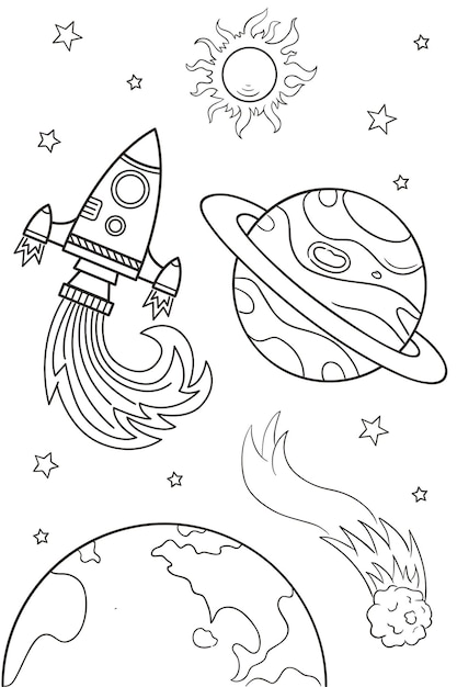 Outer space coloring pages images