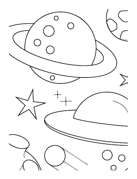 Premium vector printable space coloring pages for kids premium vector