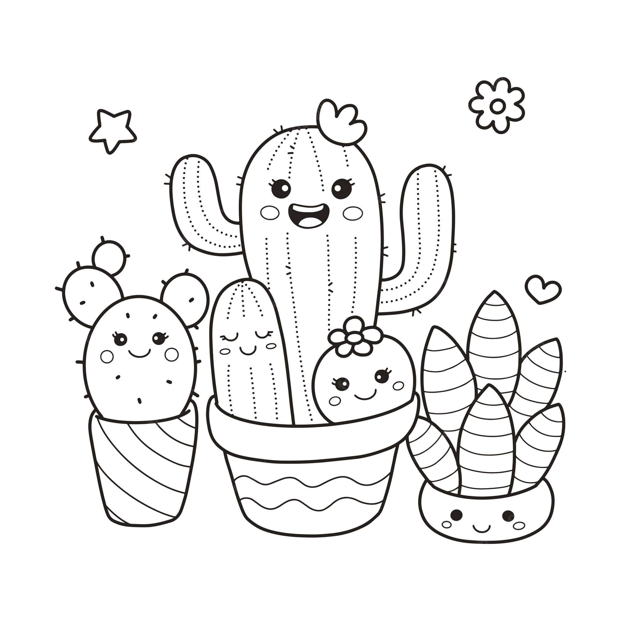 Cactus coloring pages