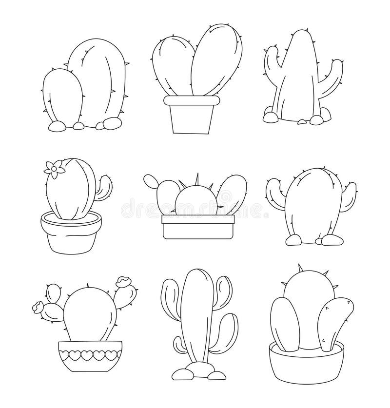 Cactus coloring page stock illustrations â cactus coloring page stock illustrations vectors clipart