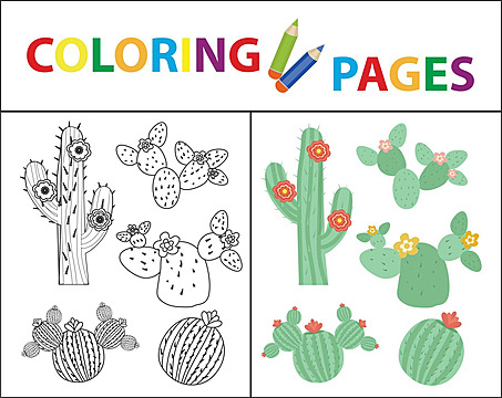 Cactus coloring page for children to celebrate cinco de mayo vector outline party silhouette png and vector with transparent background for free download