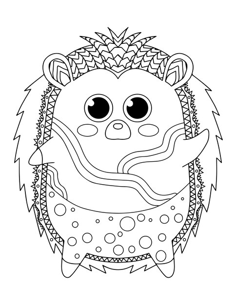 Premium vector hand drawn black and white butterfly hedgehog hedgehog coloring page hedgehog outline drawing