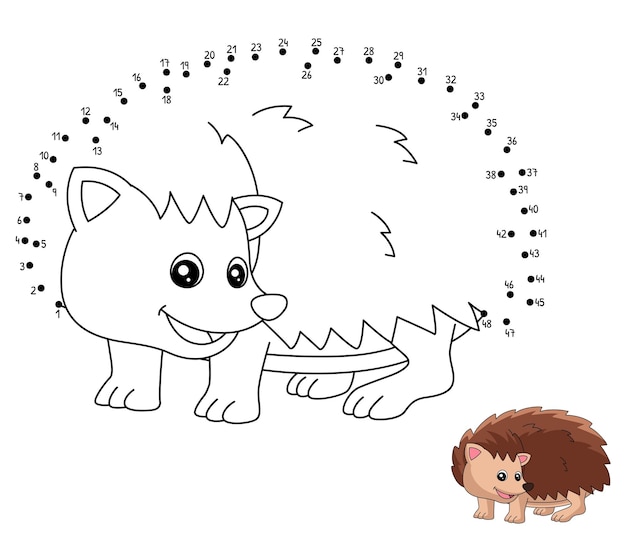Premium vector dot to dot hedgehog coloring page for kids