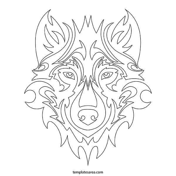 Symbolic wolf tribal tattoo template free printable