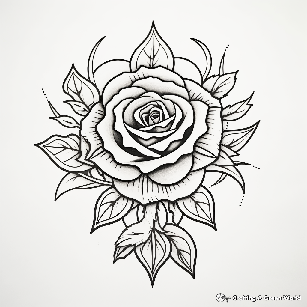 Rose tattoo coloring pages