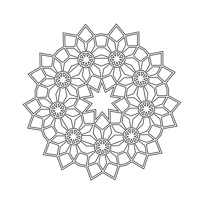Floral straight lined mandala trendy tattoo template coloring pages stock illustration
