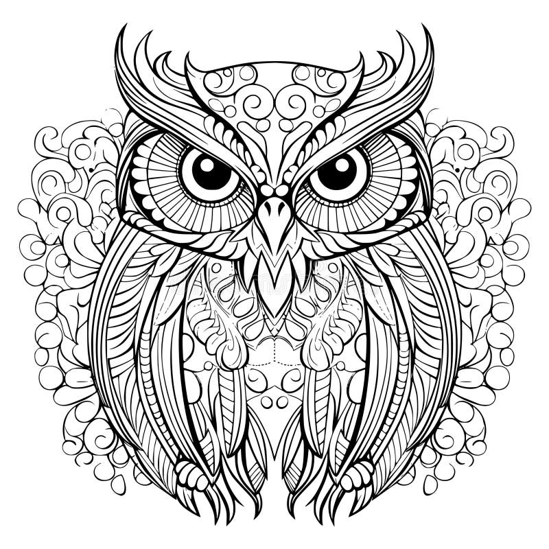 Owl coloring pages stock illustrations â owl coloring pages stock illustrations vectors clipart