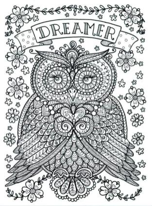 Free printable owl adult coloring pages