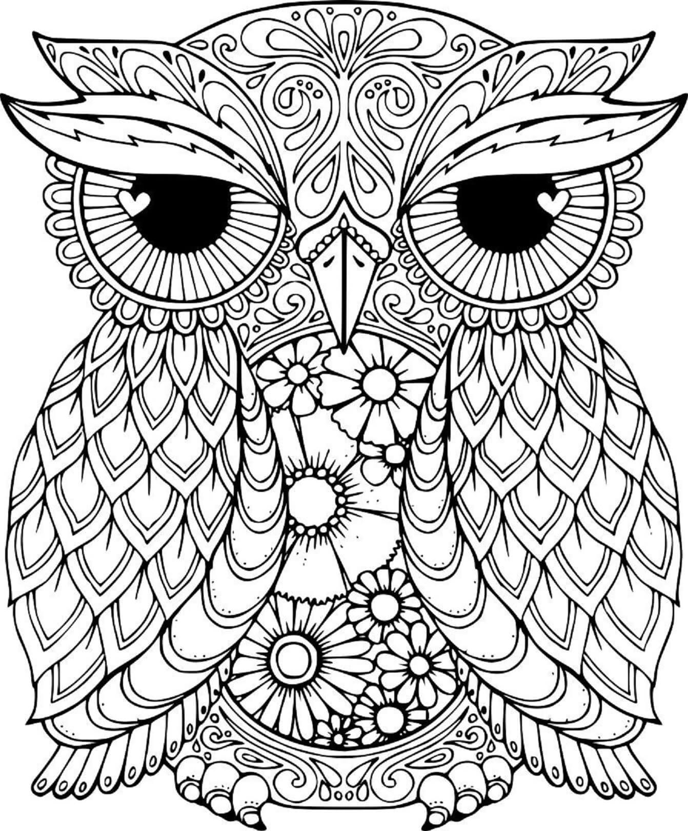 Owl standing mandala coloring page