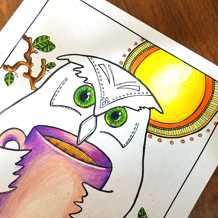 Free printable night owl coloring page for adults moms and crafters