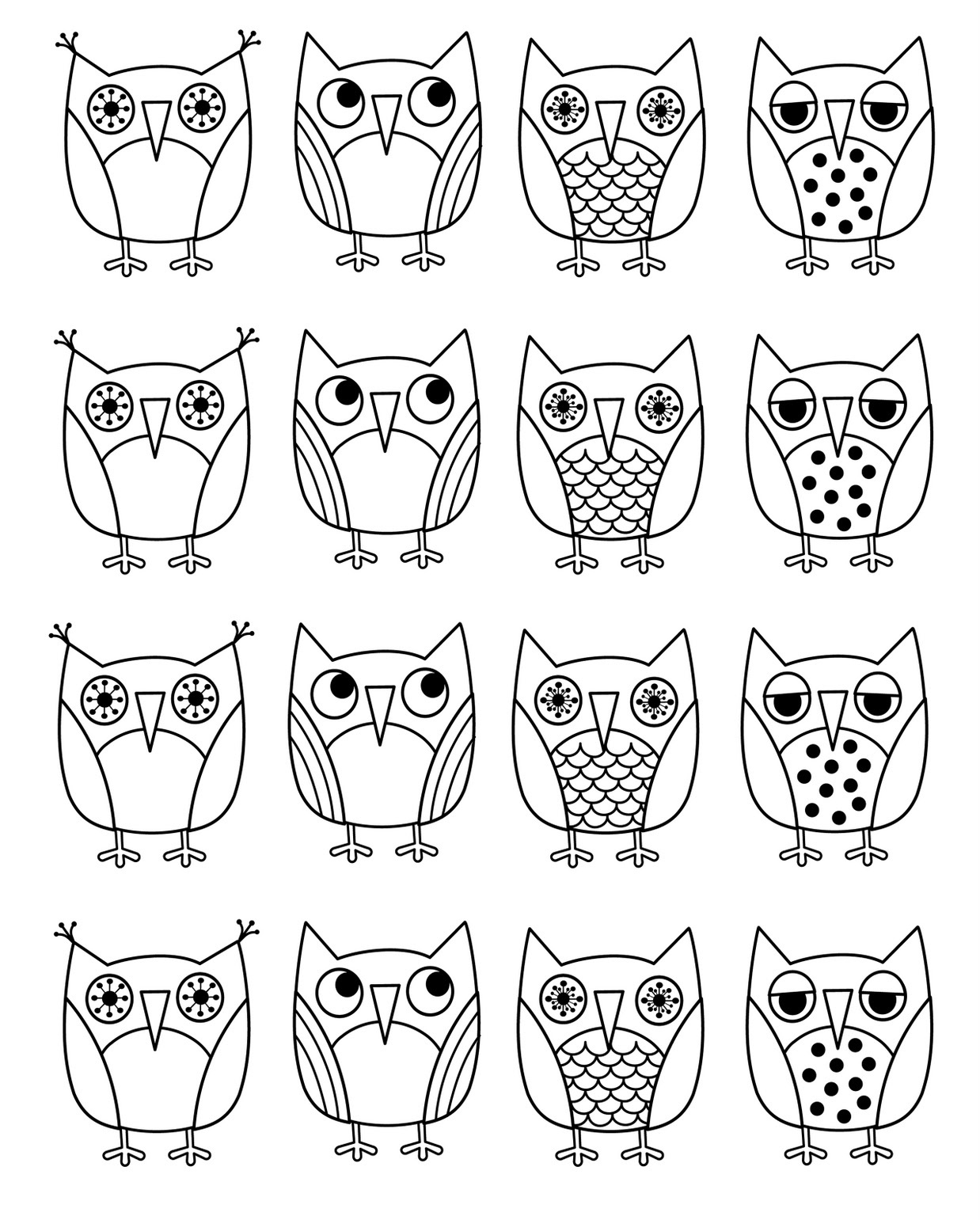 Free printable owl coloring pages for kids