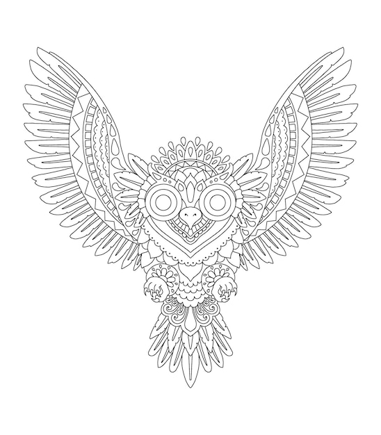 Premium vector owl mandala design for coloring page print