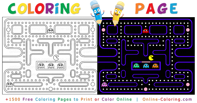 Pac man coloring pages free