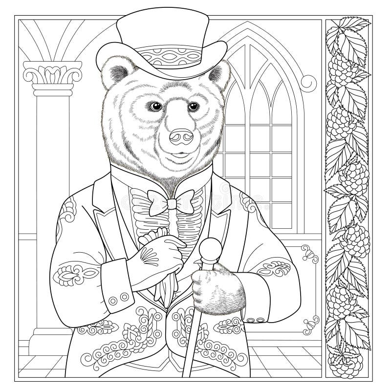 Bear coloring book page adult stock illustrations â bear coloring book page adult stock illustrations vectors clipart