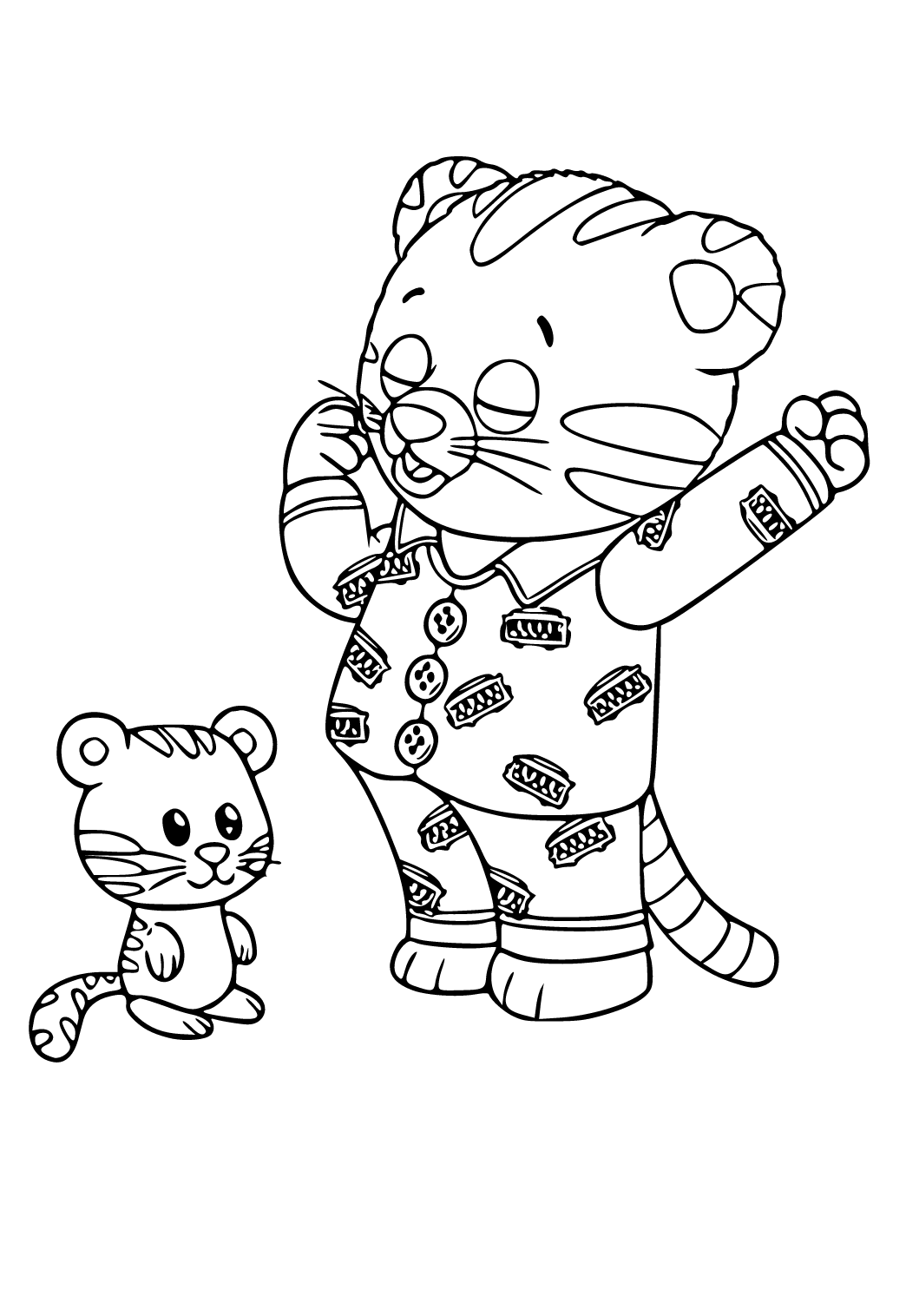 Free printable daniel tiger pajama coloring page sheet and picture for adults and kids girls and boys