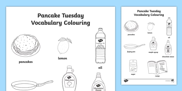 Pancake tuesday vocabulary louring worksheet