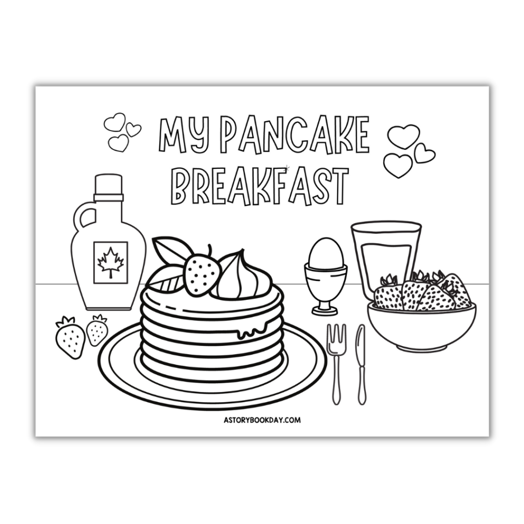 My pancake breakfast coloring page for kids
