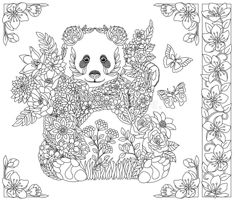 Panda bear coloring page stock illustrations â panda bear coloring page stock illustrations vectors clipart