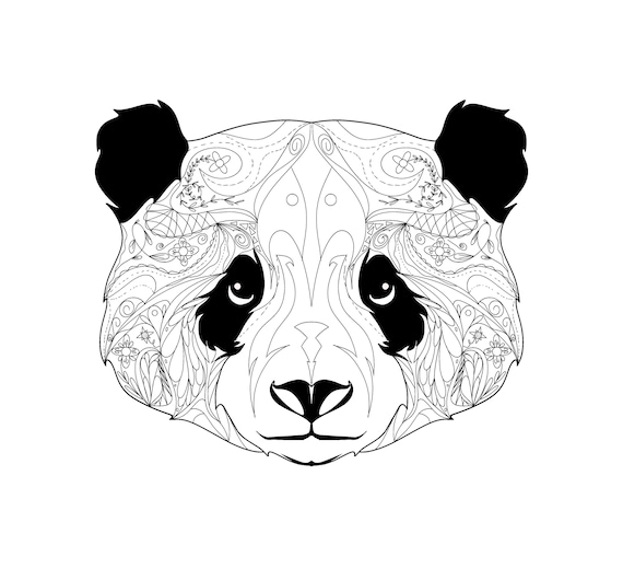 Popular panda bear animal fun coloring page stress relief adults kids artwork instant digital pdf jpeg easy printable download