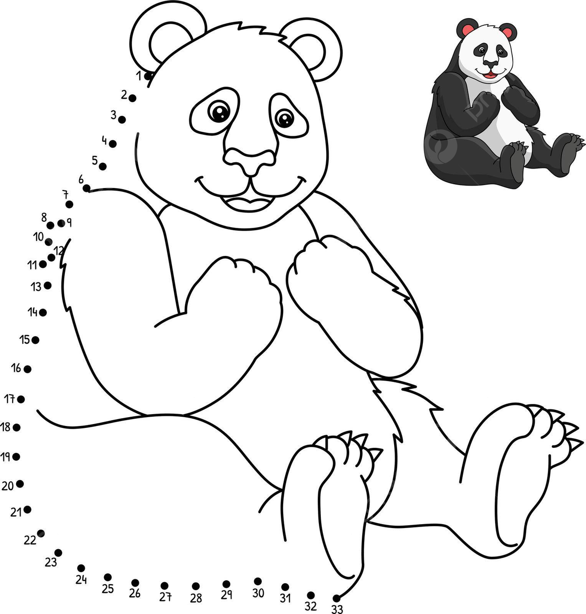 Isolated panda coloring page with dottodot for children vector line drawn coloration png and vector with transparent background for free download