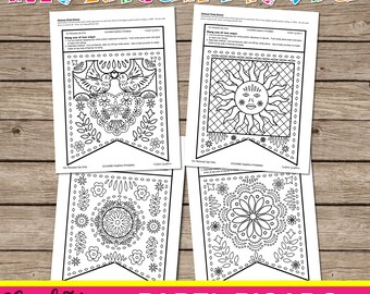 Papel picado dia de los muertos day of the dead nov mexican fiesta banner bunting cinco de mayo may coloring pages diy