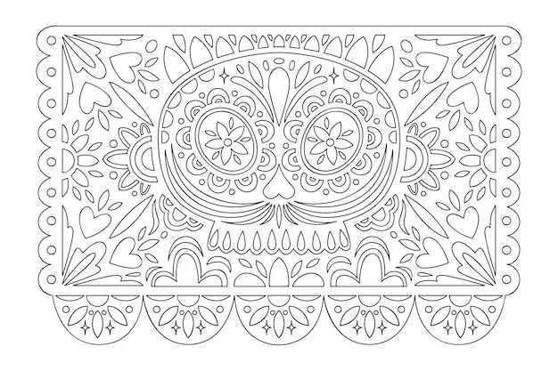 Free vector hand drawn papel picado coloring page illustration