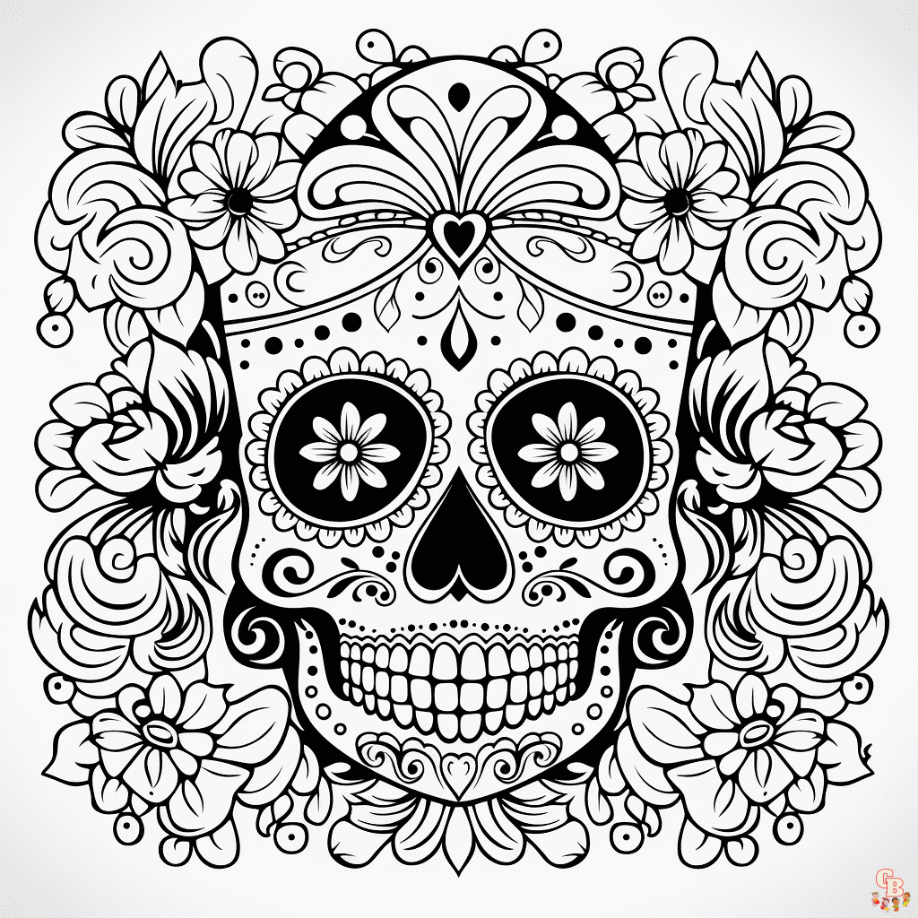 Printable day of the dead coloring pages free