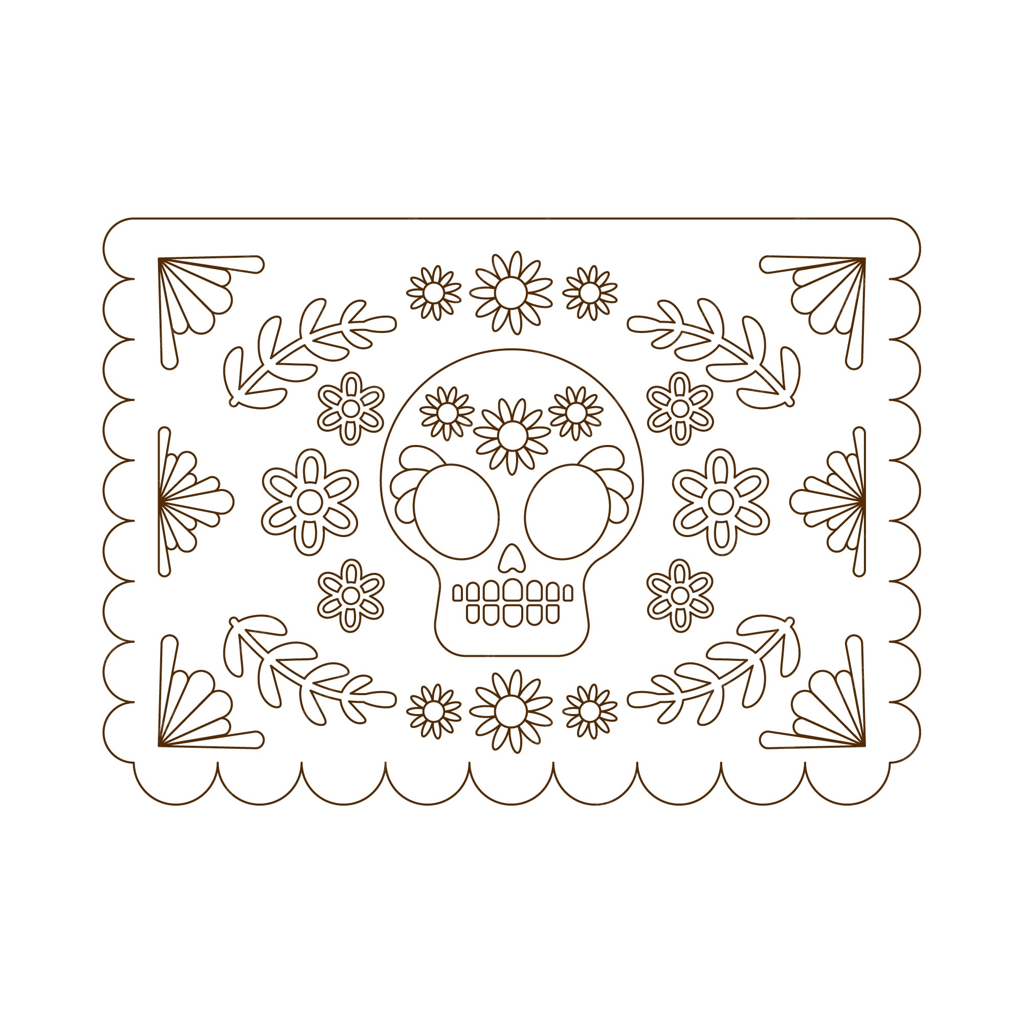 Free vector hand drawn papel picado coloring page illustration
