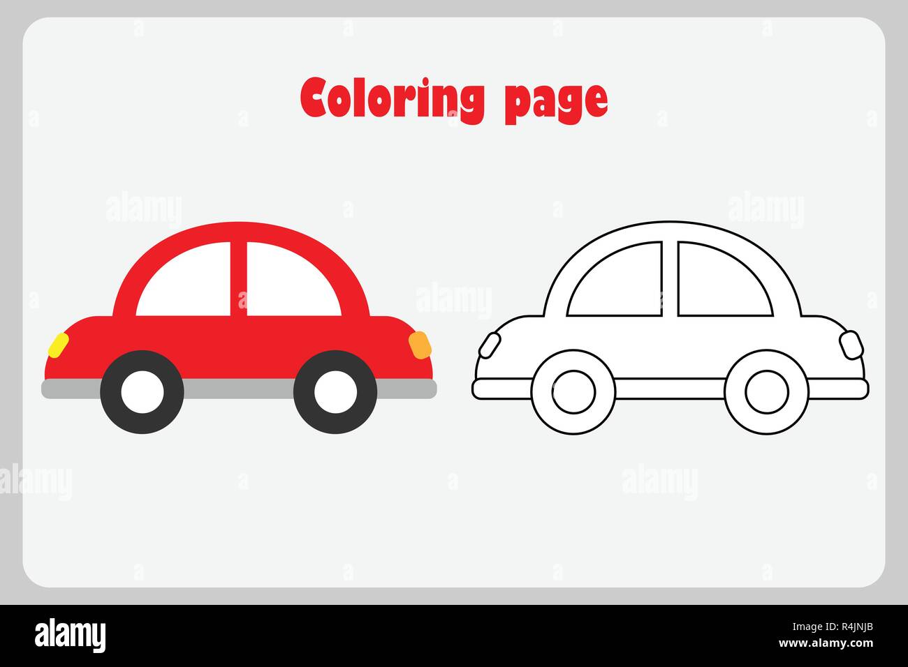 Car in cartoon style coloring page education paper game for the development of children kids preschool activity printable worksheet vector stock vector image art