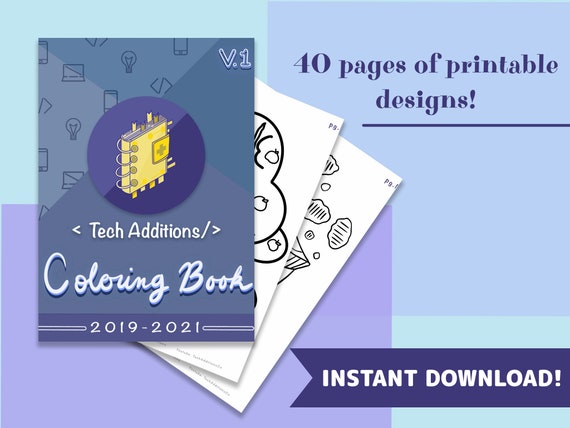 Technology coloring pages puter science adult coloring book digital download printable coloring sheets simple pdf printable