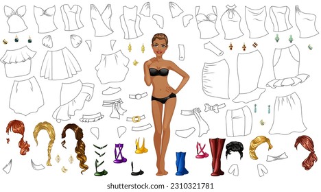 Hundred colour paper dolls cutout clothes royalty