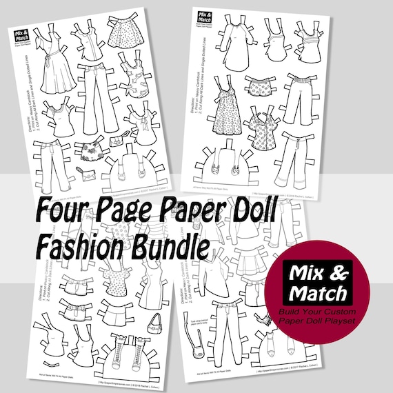 Paper doll coloring book pdf for kids printable paper dolls fashion coloring pages gift for little girl digital download